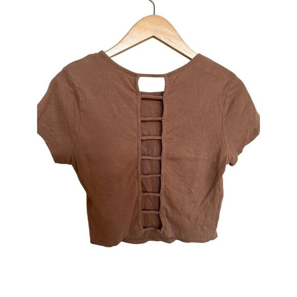 Homegirl Society Women's Cropped Top Motorcycle Graphic Tee Size XL Brown - Picture 3 of 5